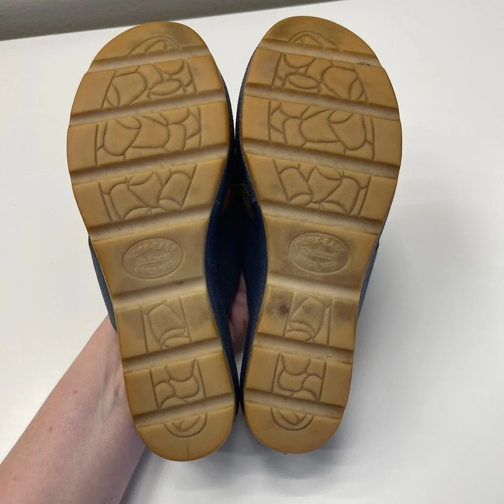 Kork Ease Sandals Womens 6 Baja Sport Blue Leather Platform Wedge Slide Toe Loop